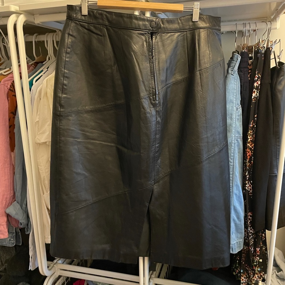 Vintage leather midi skirt